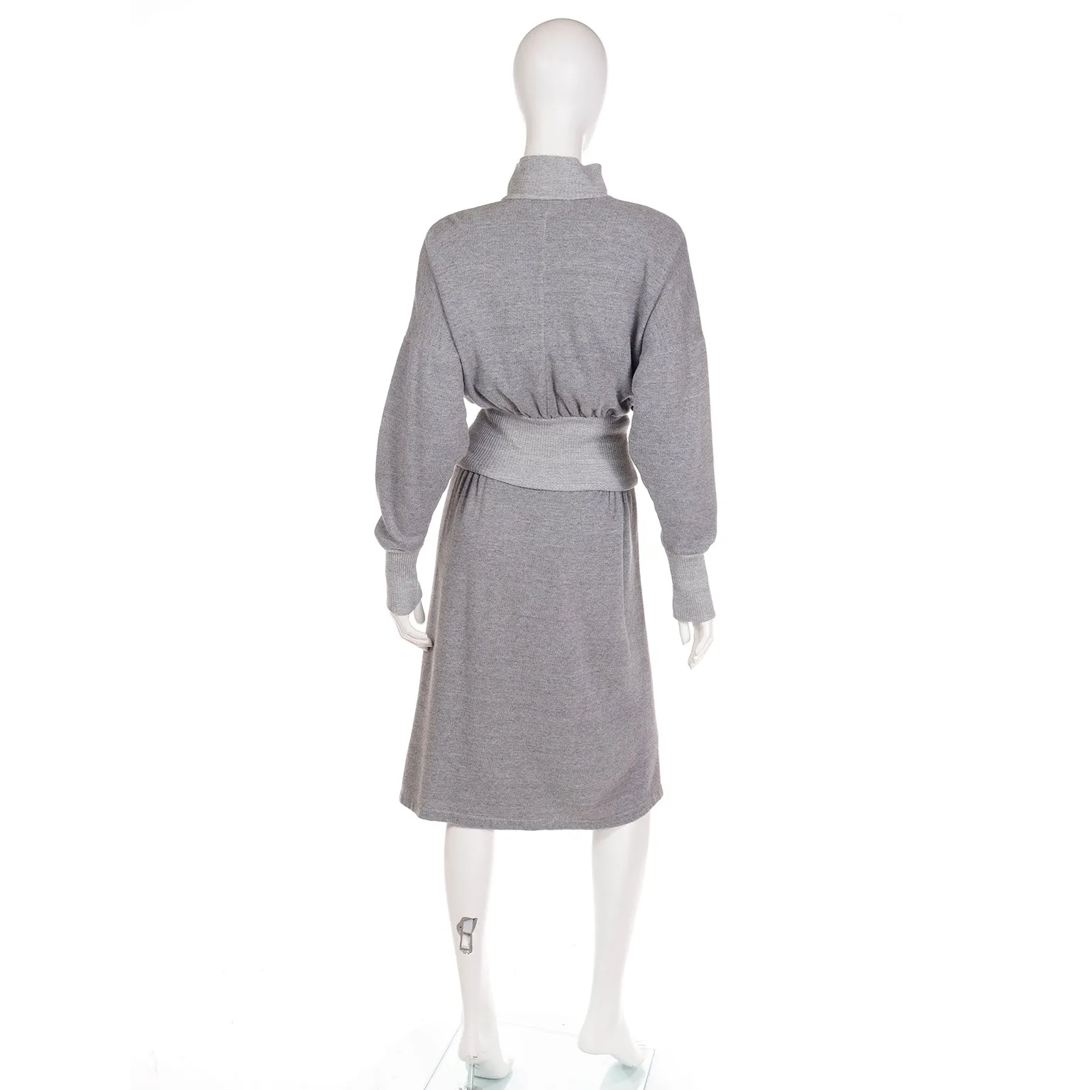 1980 Norma Kamali Sweats Gray Sweatshirt Dress w/ Sweater Top & Skirt