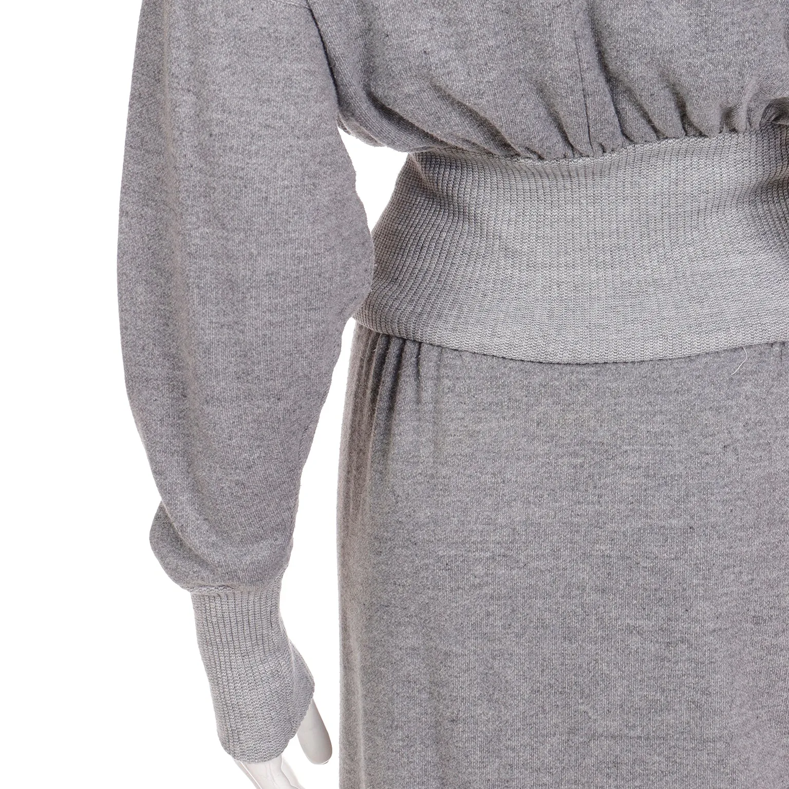 1980 Norma Kamali Sweats Gray Sweatshirt Dress w/ Sweater Top & Skirt