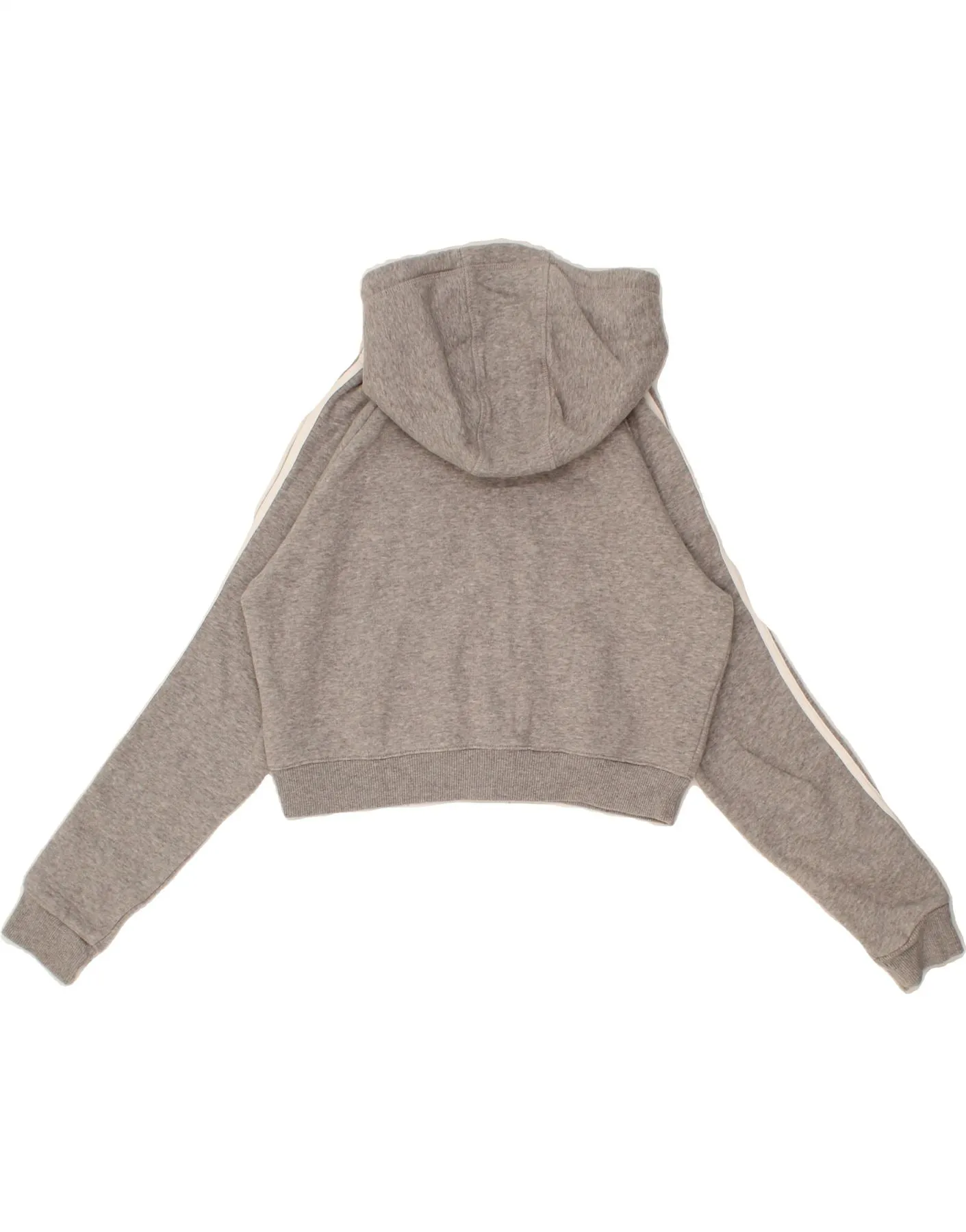 ADIDAS Womens Crop Zip Hoodie Sweater UK 10 Small Grey Flecked Cotton