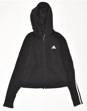 ADIDAS Womens Crop Zip Hoodie Sweater UK 12/14 Medium Black Cotton