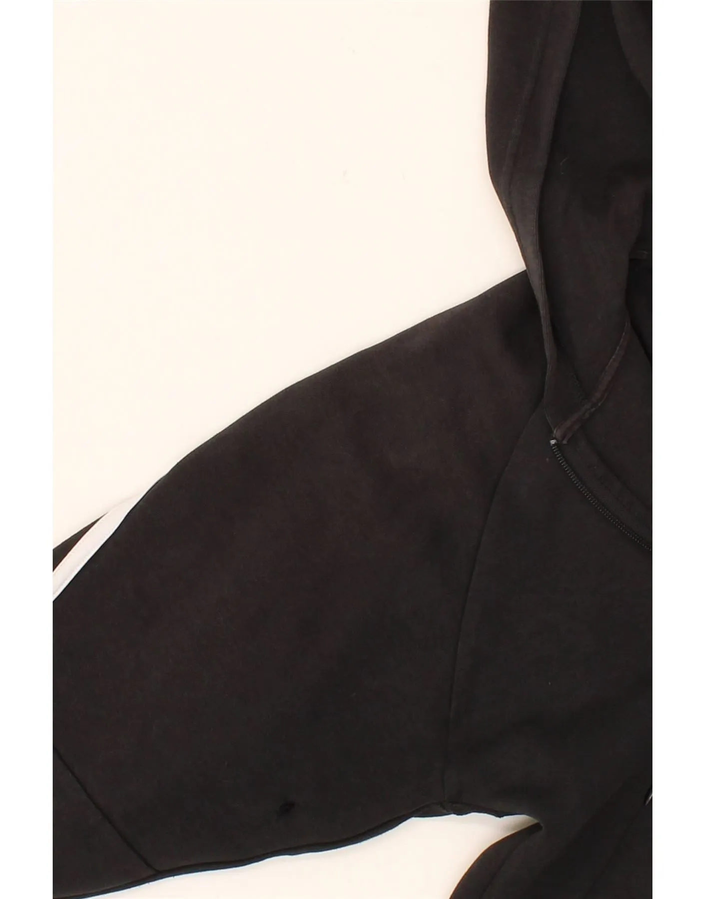 ADIDAS Womens Oversized Crop Zip Hoodie Sweater UK 4/6 XS Black Cotton