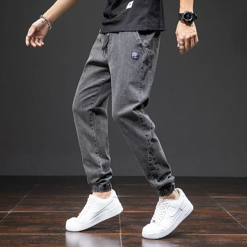 Anbican Black Blue Denim Joggers Mens/Jeans Pants Plus Size