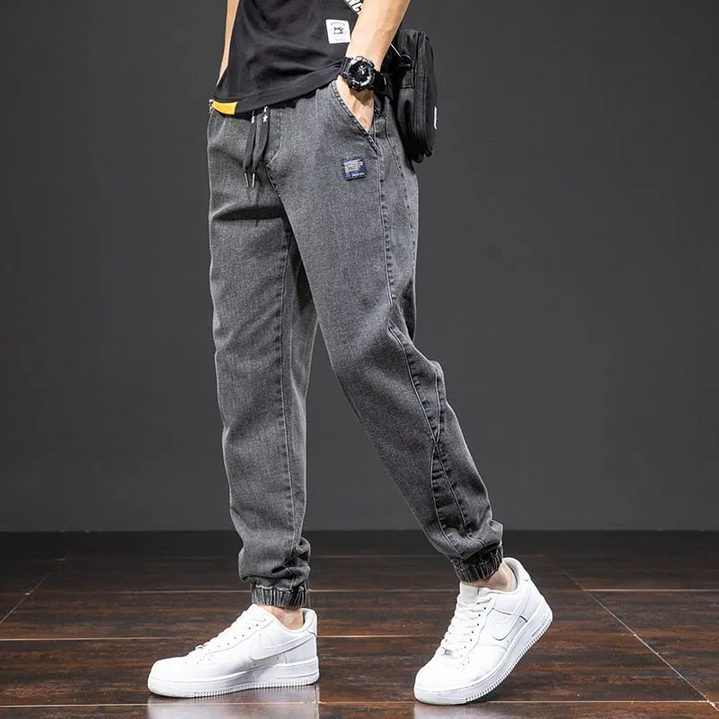 Anbican Black Blue Denim Joggers Mens/Jeans Pants Plus Size