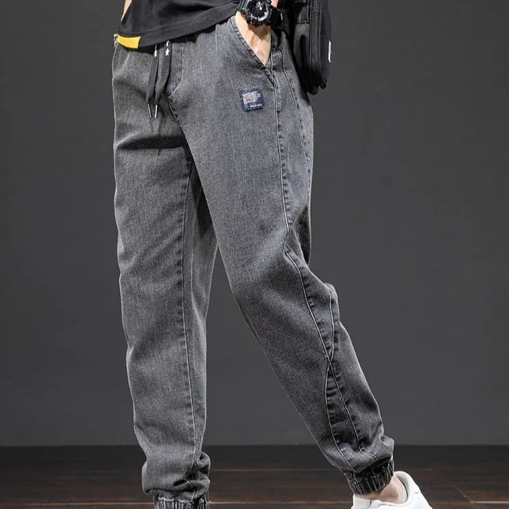 Anbican Black Blue Denim Joggers Mens/Jeans Pants Plus Size