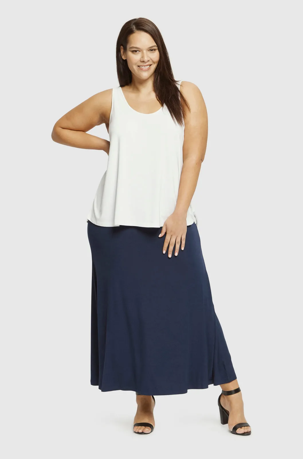 ARIANNA Bamboo Navy A-line Skirt