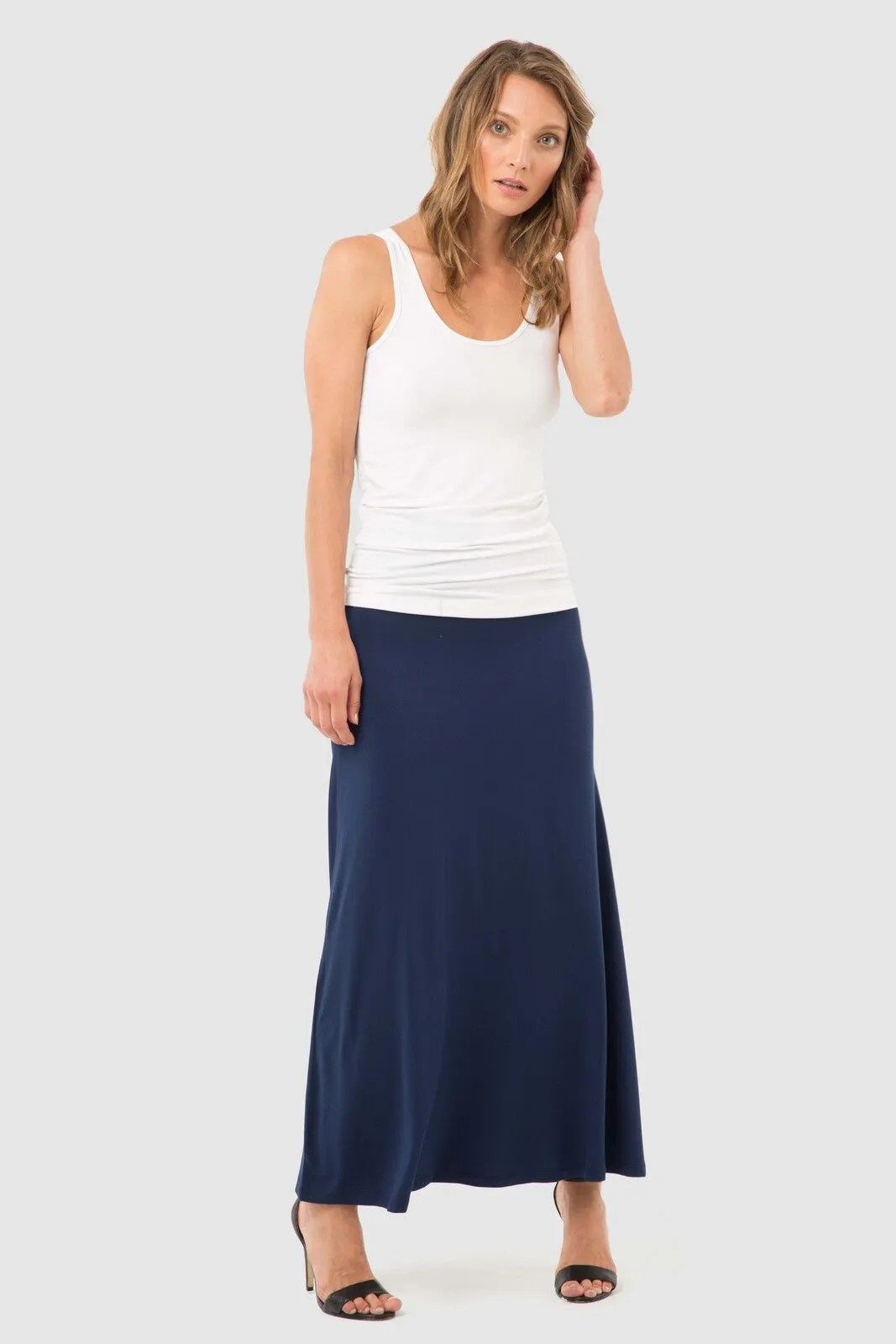 ARIANNA Bamboo Navy A-line Skirt