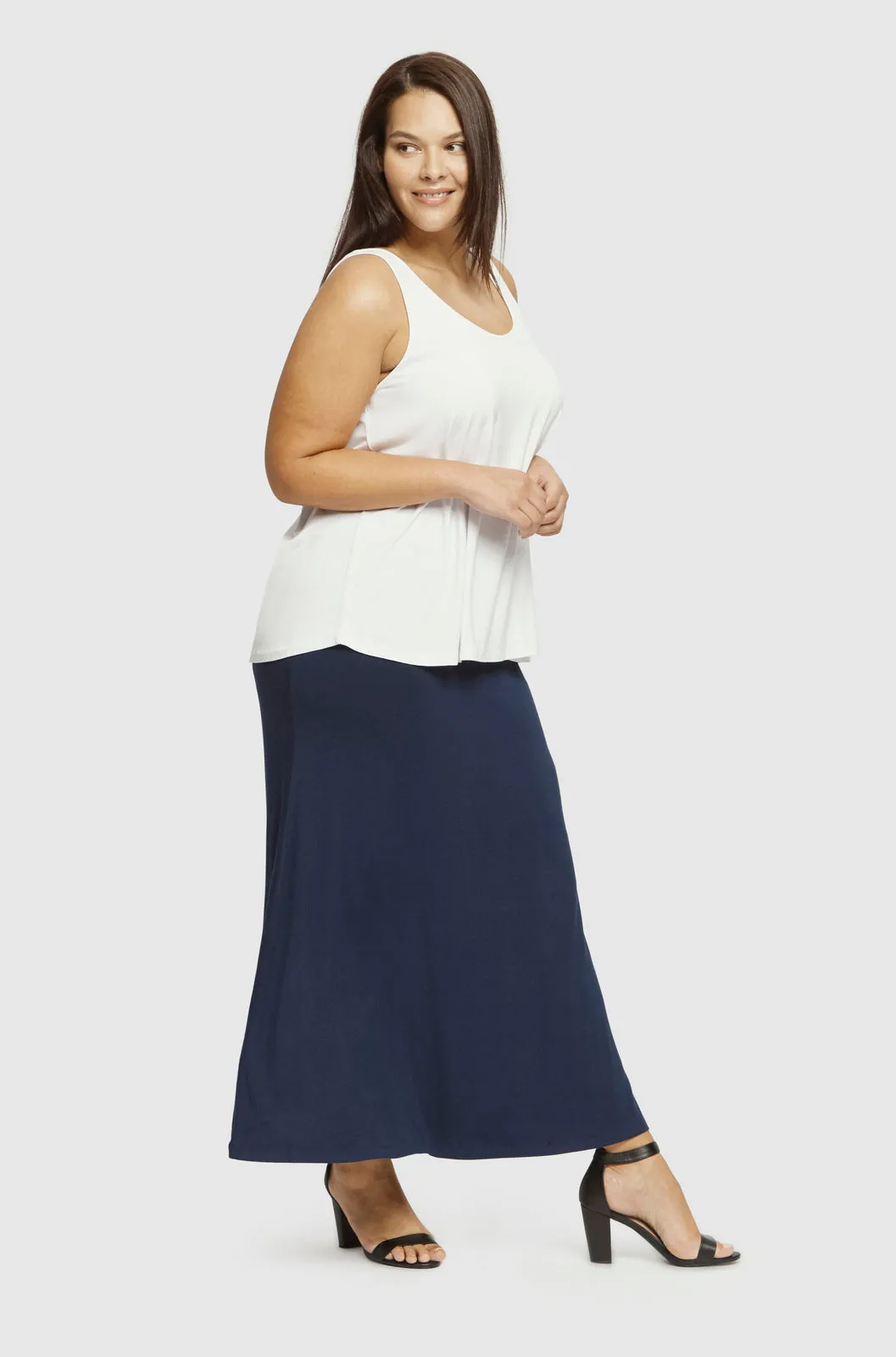 ARIANNA Bamboo Navy A-line Skirt