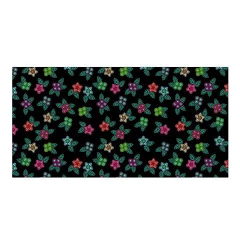 Berry Flowers Black Satin Shawl