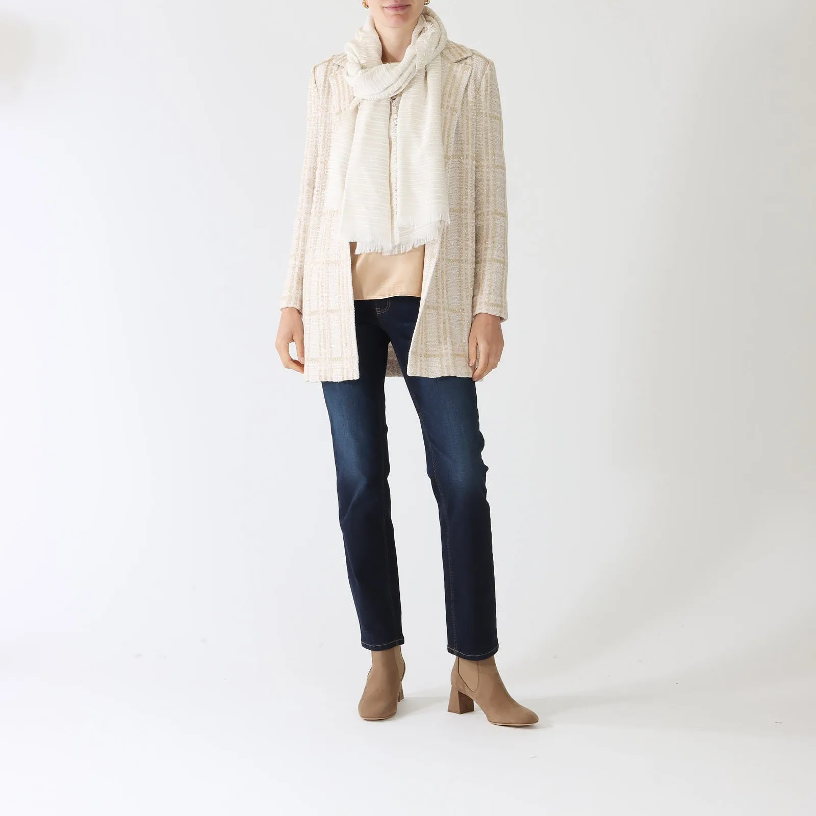 Bianco Rosmarino Modal & Silk Blend Lurex Scarf