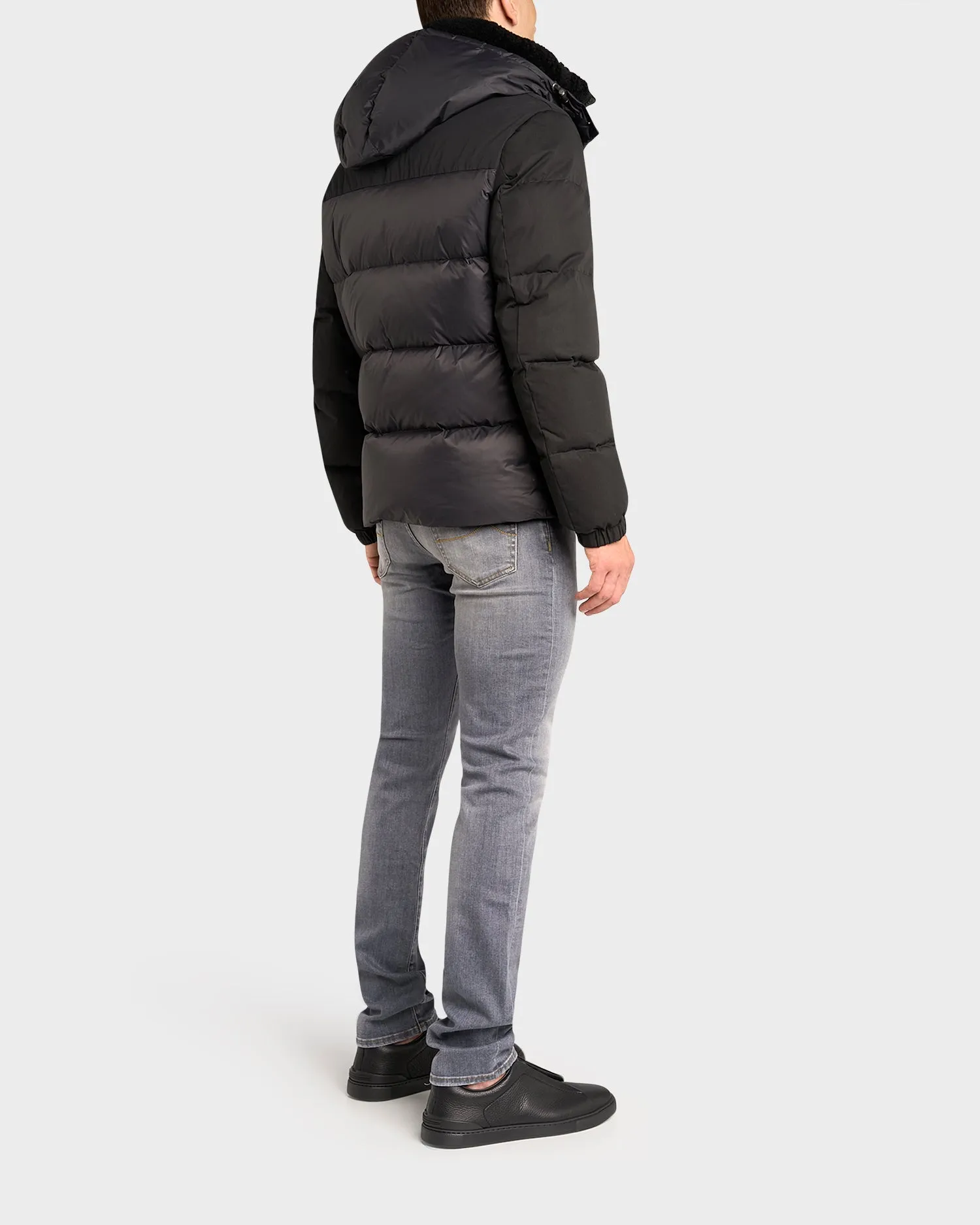 Black Shearling Puffer Jacket