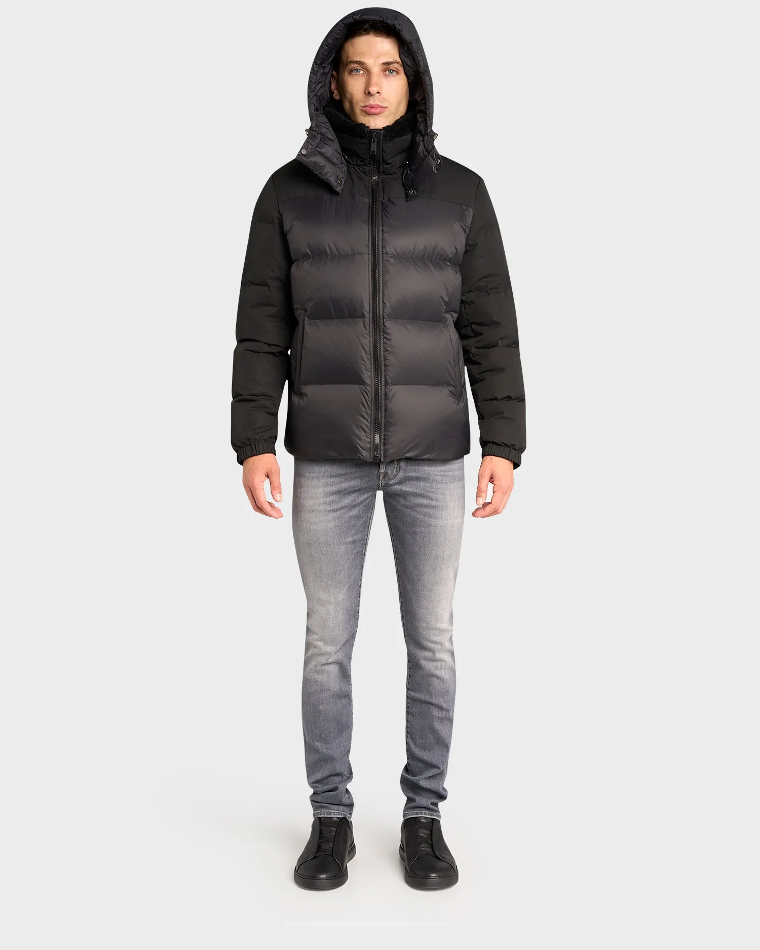 Black Shearling Puffer Jacket