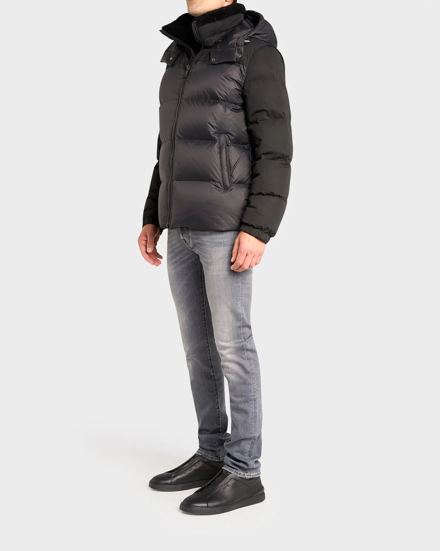 Black Shearling Puffer Jacket
