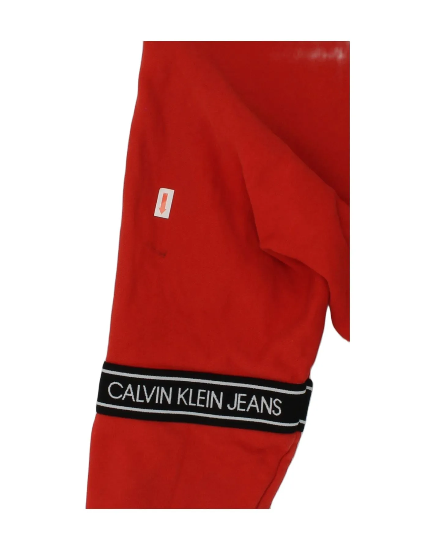 CALVIN KLEIN Girls Crop Graphic Sweatshirt Jumper 7-8 Years Red Cotton