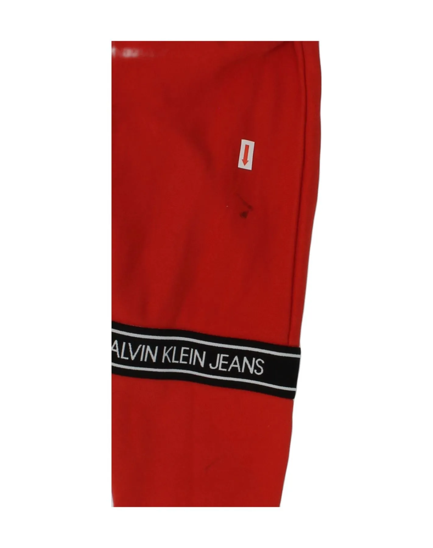 CALVIN KLEIN Girls Crop Graphic Sweatshirt Jumper 7-8 Years Red Cotton