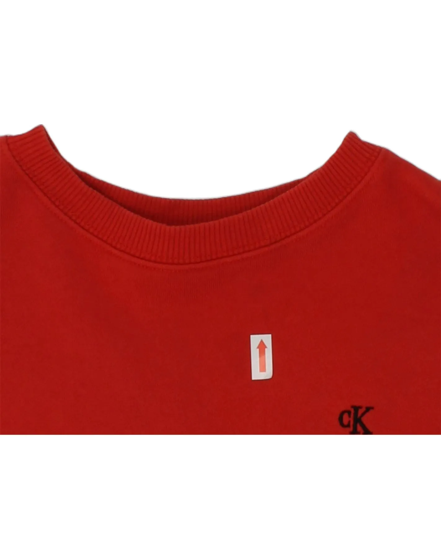 CALVIN KLEIN Girls Crop Graphic Sweatshirt Jumper 7-8 Years Red Cotton