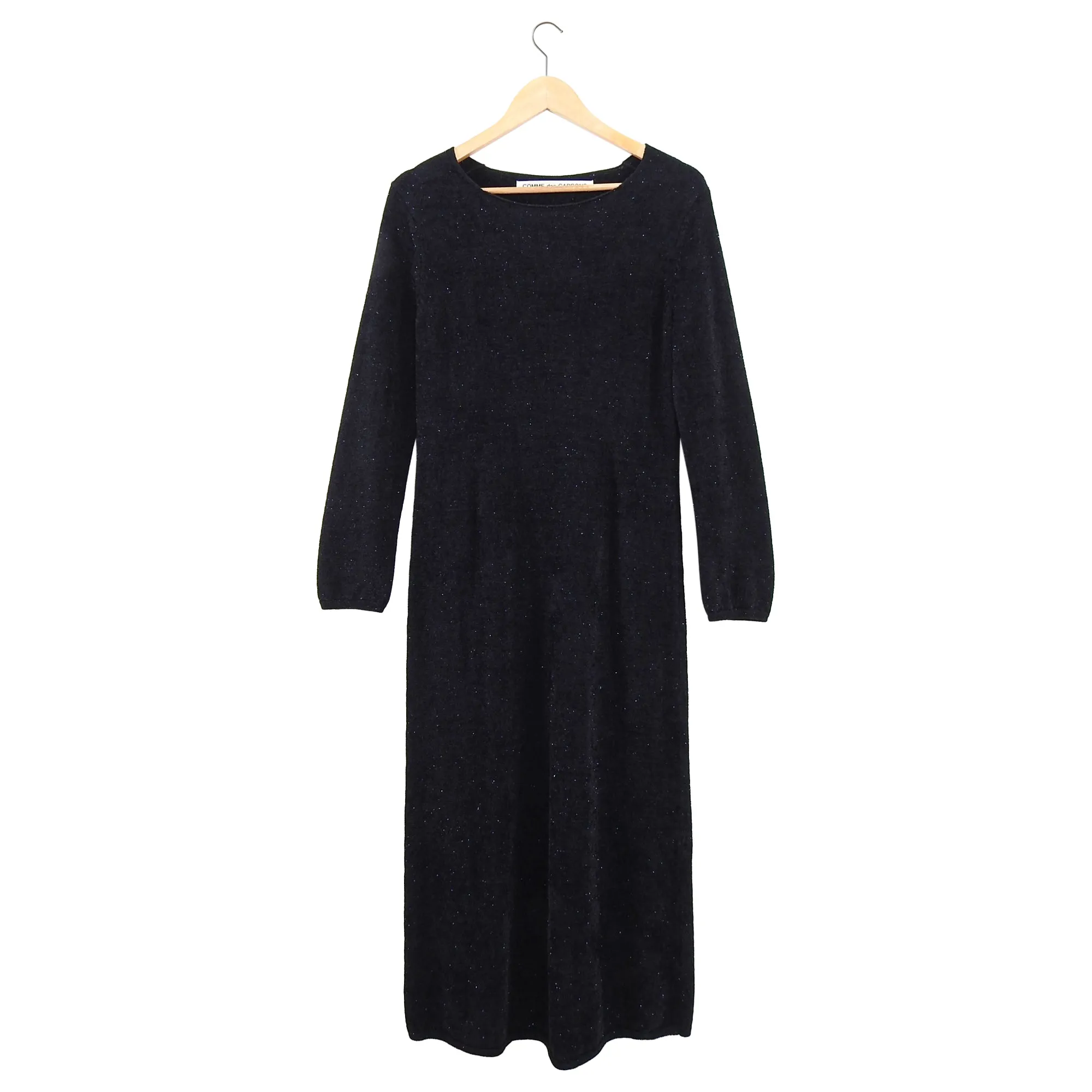 Comme des Garcons Black Shimmer Knit Tinsel Velour Maxi Dress - S
