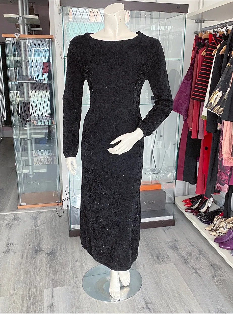 Comme des Garcons Black Shimmer Knit Tinsel Velour Maxi Dress - S