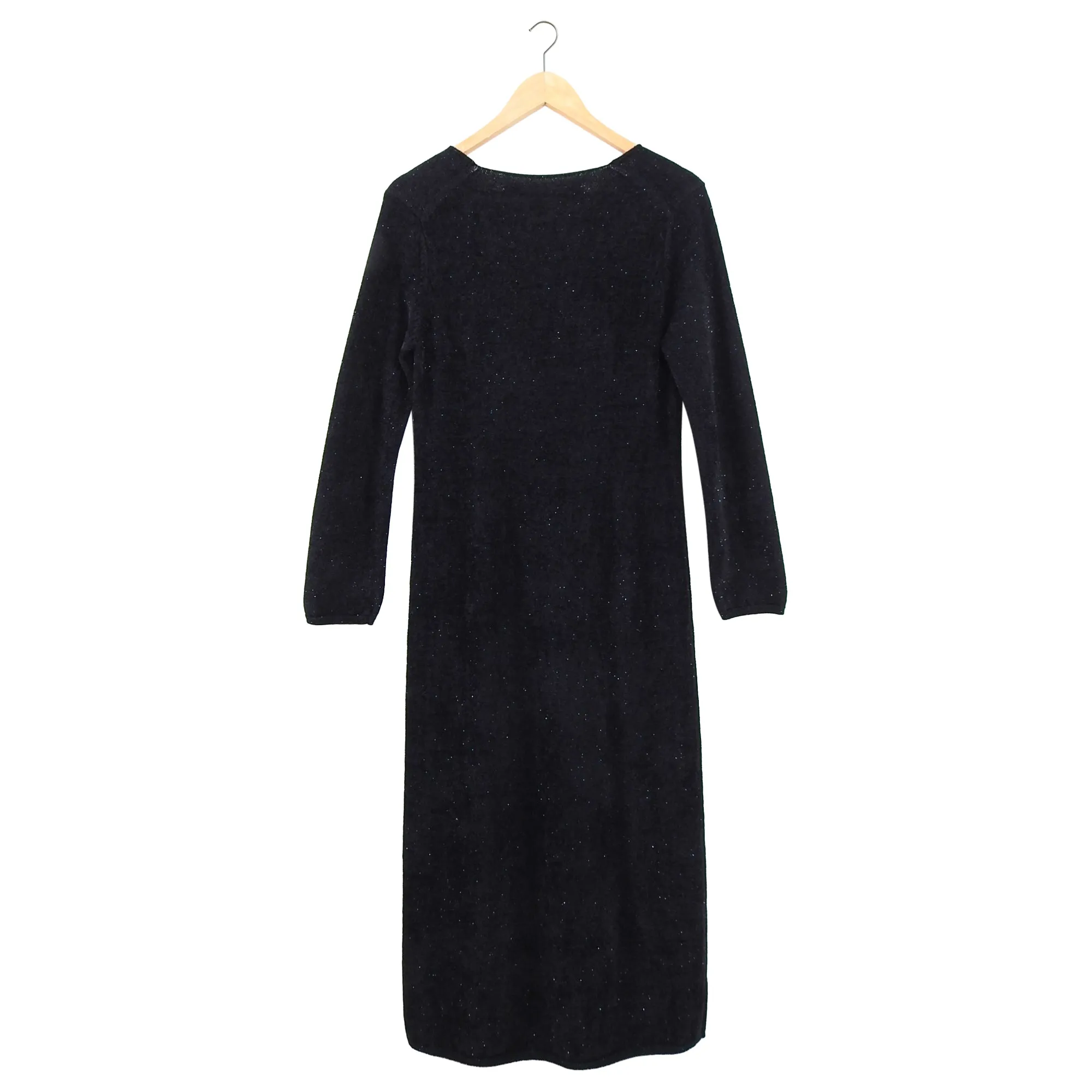 Comme des Garcons Black Shimmer Knit Tinsel Velour Maxi Dress - S