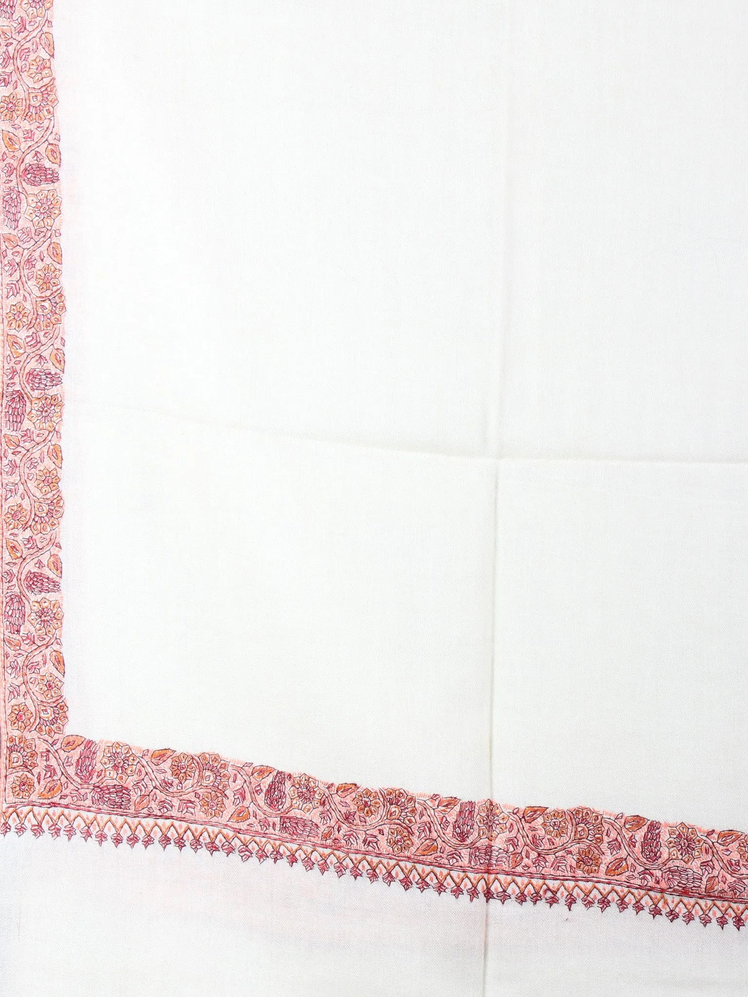 Cream Pink Black Yellow Pure Wool Nemdor Cashmere Shawl From Kashmir - S200502