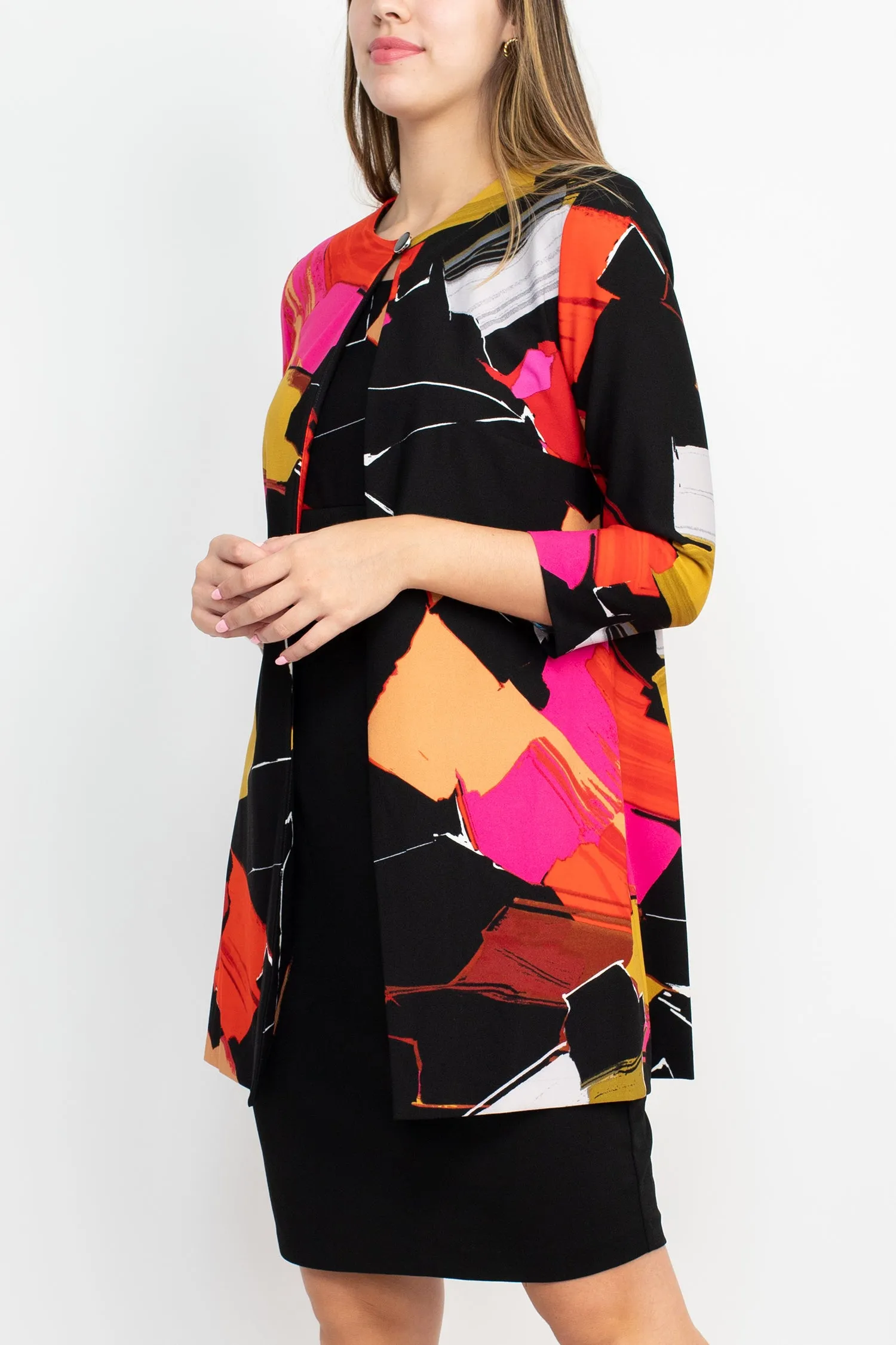 Danny & Nicole Scoop Neck Sleeveless Zipper Back Bodycon Multi Print Crepe Dress with Matching Jacket
