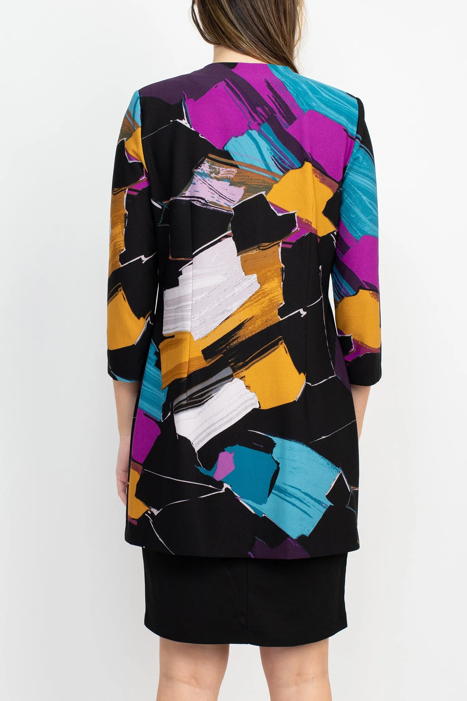 Danny & Nicole Scoop Neck Sleeveless Zipper Back Bodycon Multi Print Crepe Dress with Matching Jacket