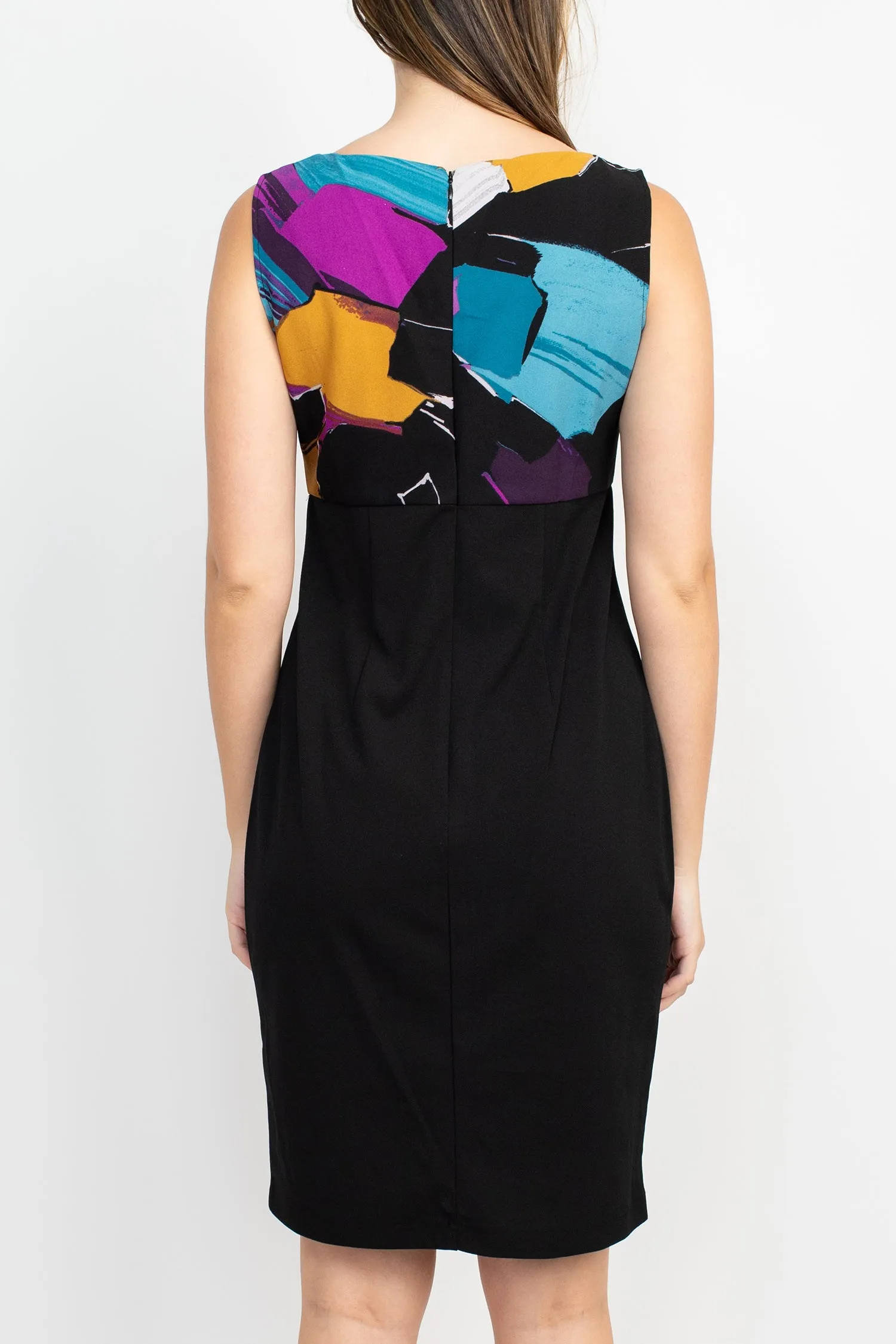 Danny & Nicole Scoop Neck Sleeveless Zipper Back Bodycon Multi Print Crepe Dress with Matching Jacket