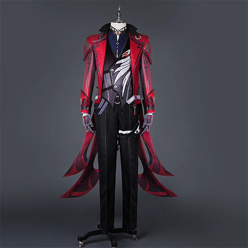 Genshin Impact Diluc Cosplay Costume Game Diluc Red Dead of Night Skin Uniform Suit