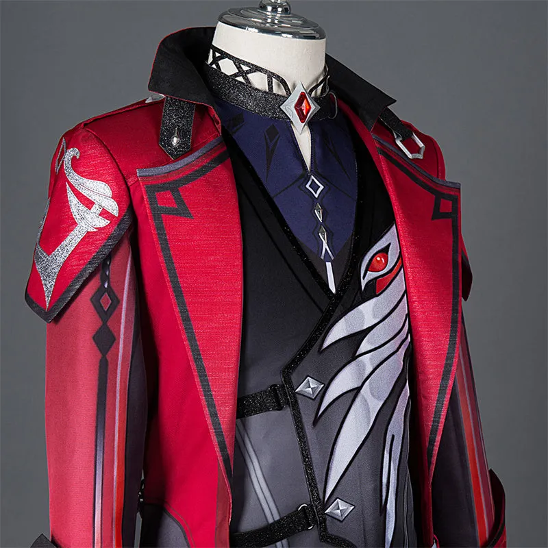 Genshin Impact Diluc Cosplay Costume Game Diluc Red Dead of Night Skin Uniform Suit