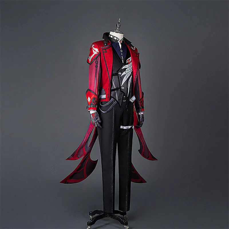 Genshin Impact Diluc Cosplay Costume Game Diluc Red Dead of Night Skin Uniform Suit