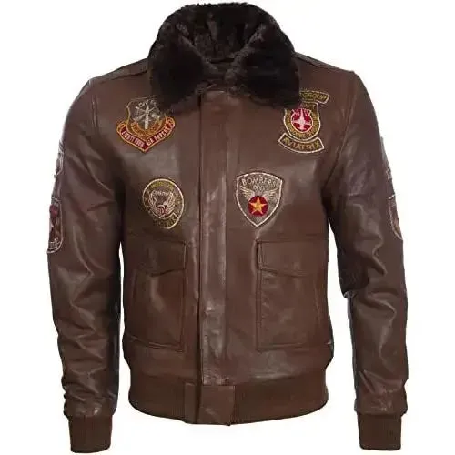 Genuine Leather Aviator Bomber Jacket for Men – Classic & Durable