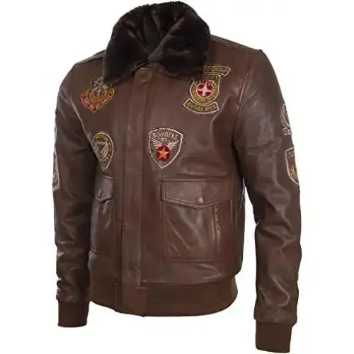 Genuine Leather Aviator Bomber Jacket for Men – Classic & Durable