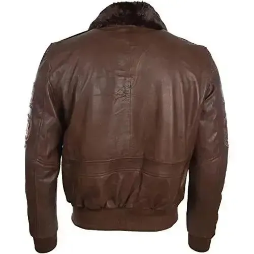 Genuine Leather Aviator Bomber Jacket for Men – Classic & Durable