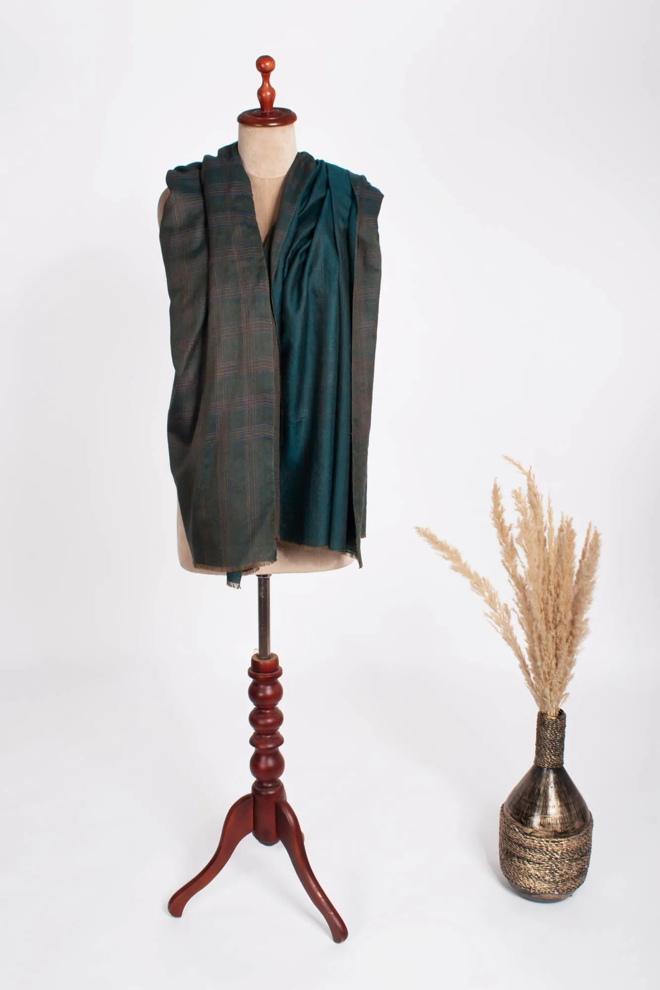 Hand Woven Teal Dual Shade Pashmina Shawl - AVONDALE