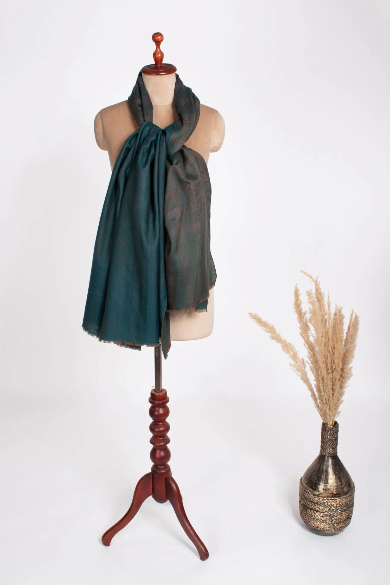 Hand Woven Teal Dual Shade Pashmina Shawl - AVONDALE