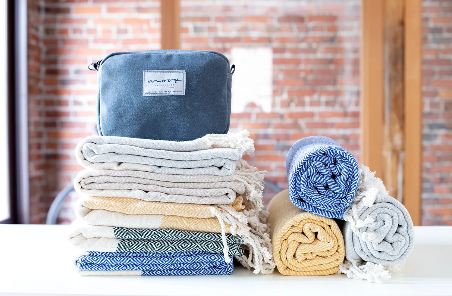 Handwoven Bag Blanket - Blue Herringbone