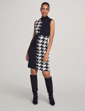 Houndstooth Mock Neck Sweater Dress- Sale