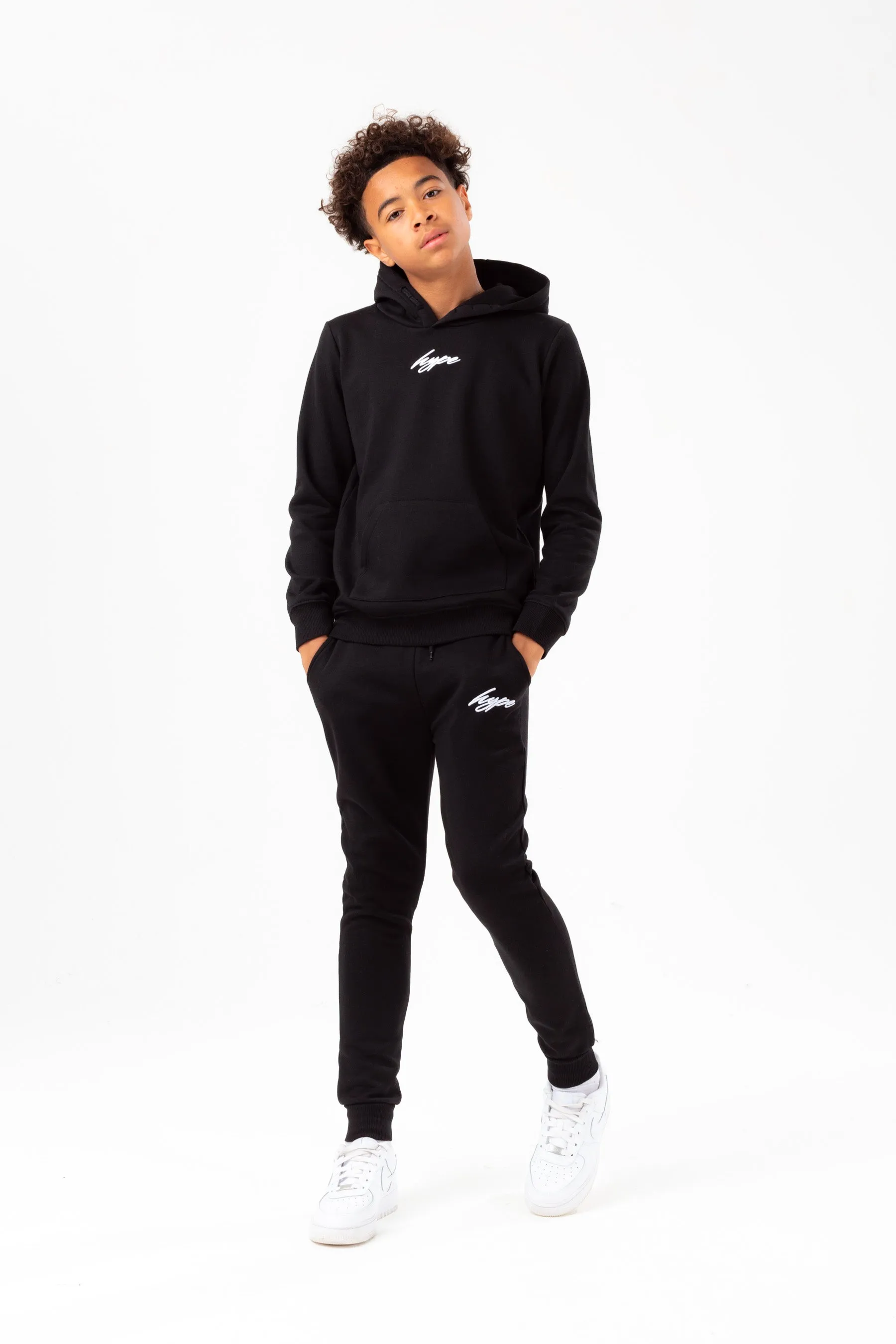 Hype Boys Black Scribble Embroidery Hoodie