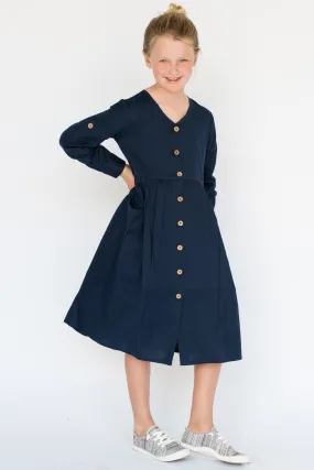 Indigo V Neck Shirt Dress