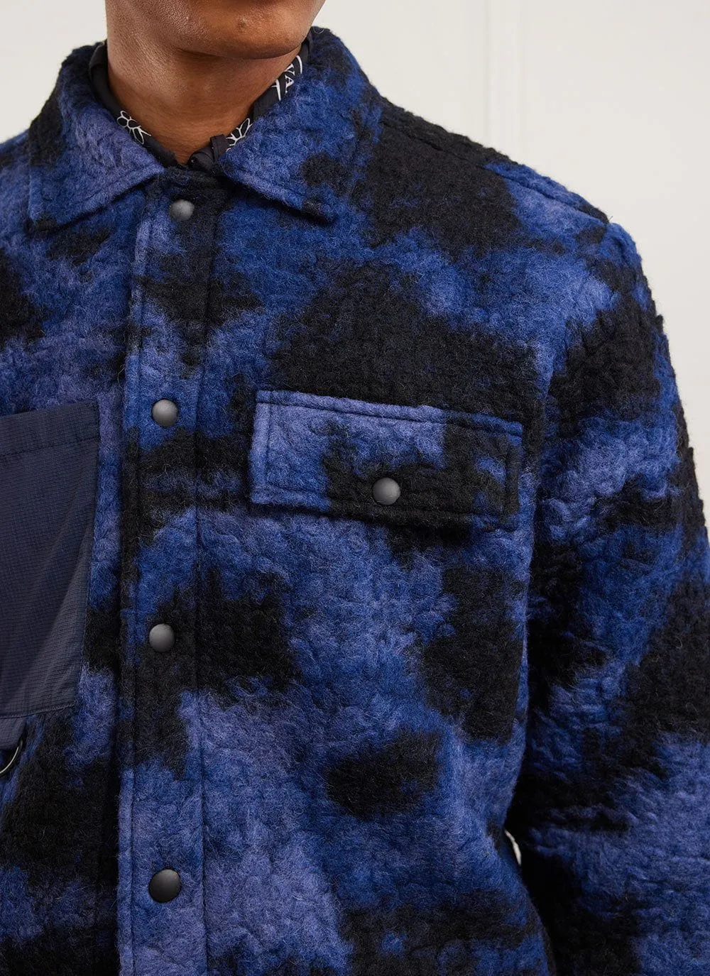 Jacquard Teddy Fleece Overshirt | Wool | Navy