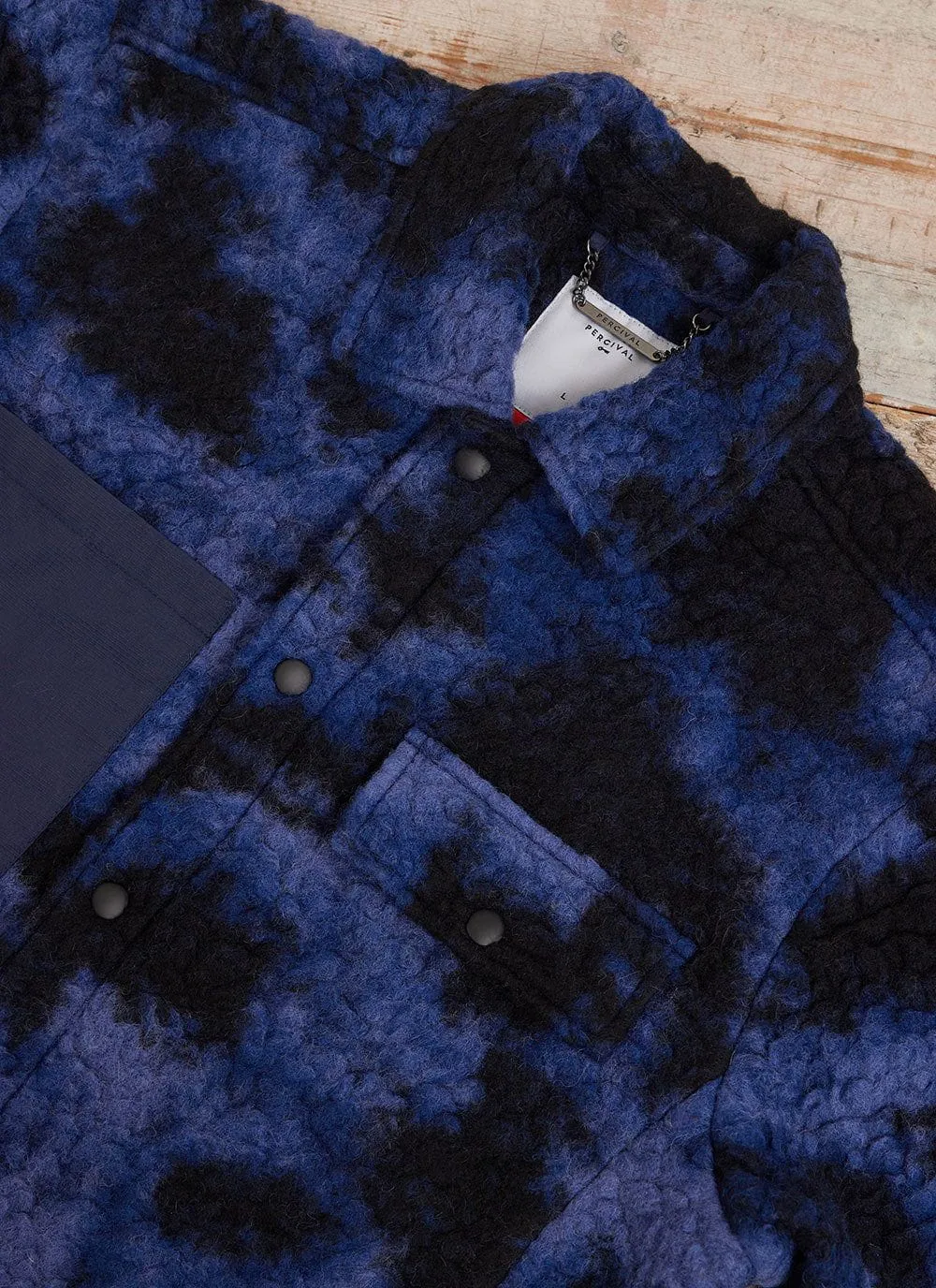 Jacquard Teddy Fleece Overshirt | Wool | Navy