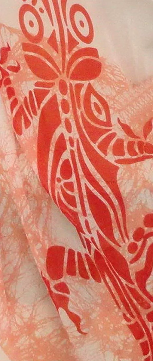 LA LEELA Sheer Chiffon Bikini Suit Cover Up Sarong Printed 72"X42" Orange_5628
