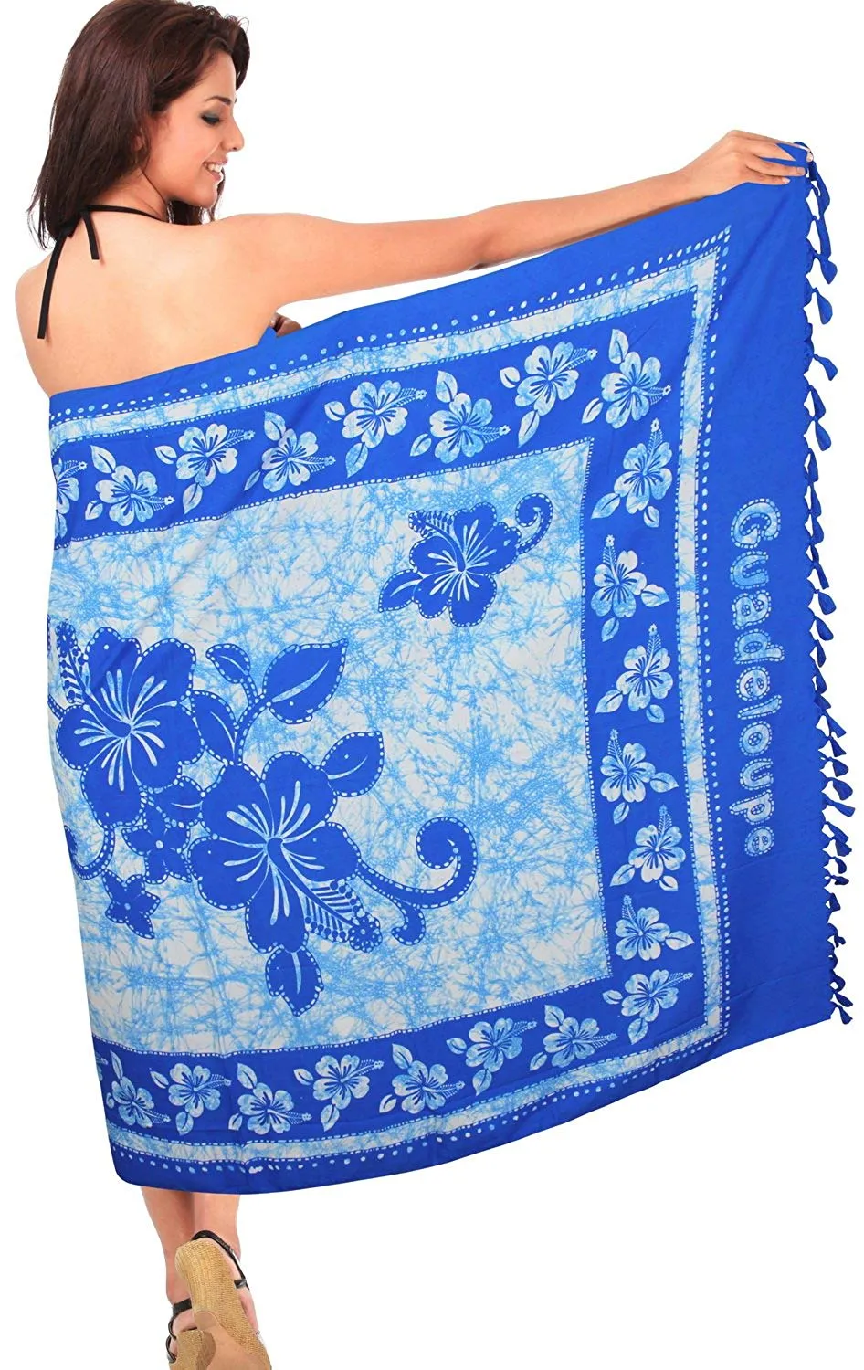 LA LEELA Soft Light Beach Women Wrap  Sarong Printed 72"X42" Bright Blue_6252