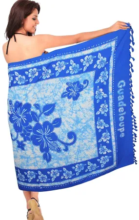LA LEELA Soft Light Beach Women Wrap  Sarong Printed 72"X42" Bright Blue_6252