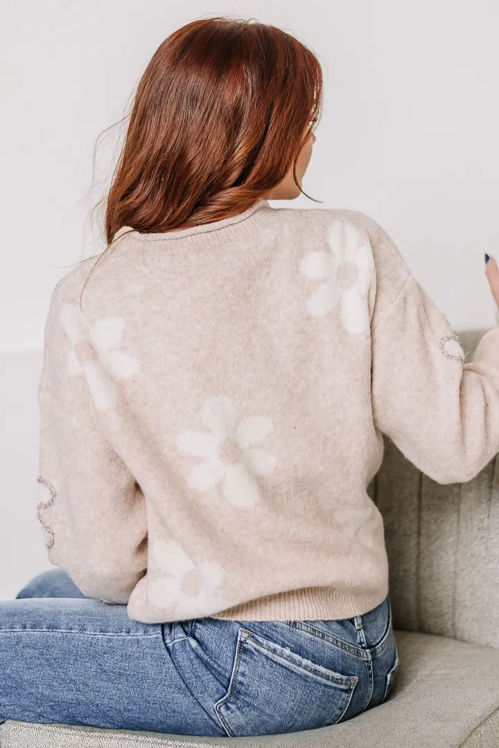Lurex Edge Flower Sweater