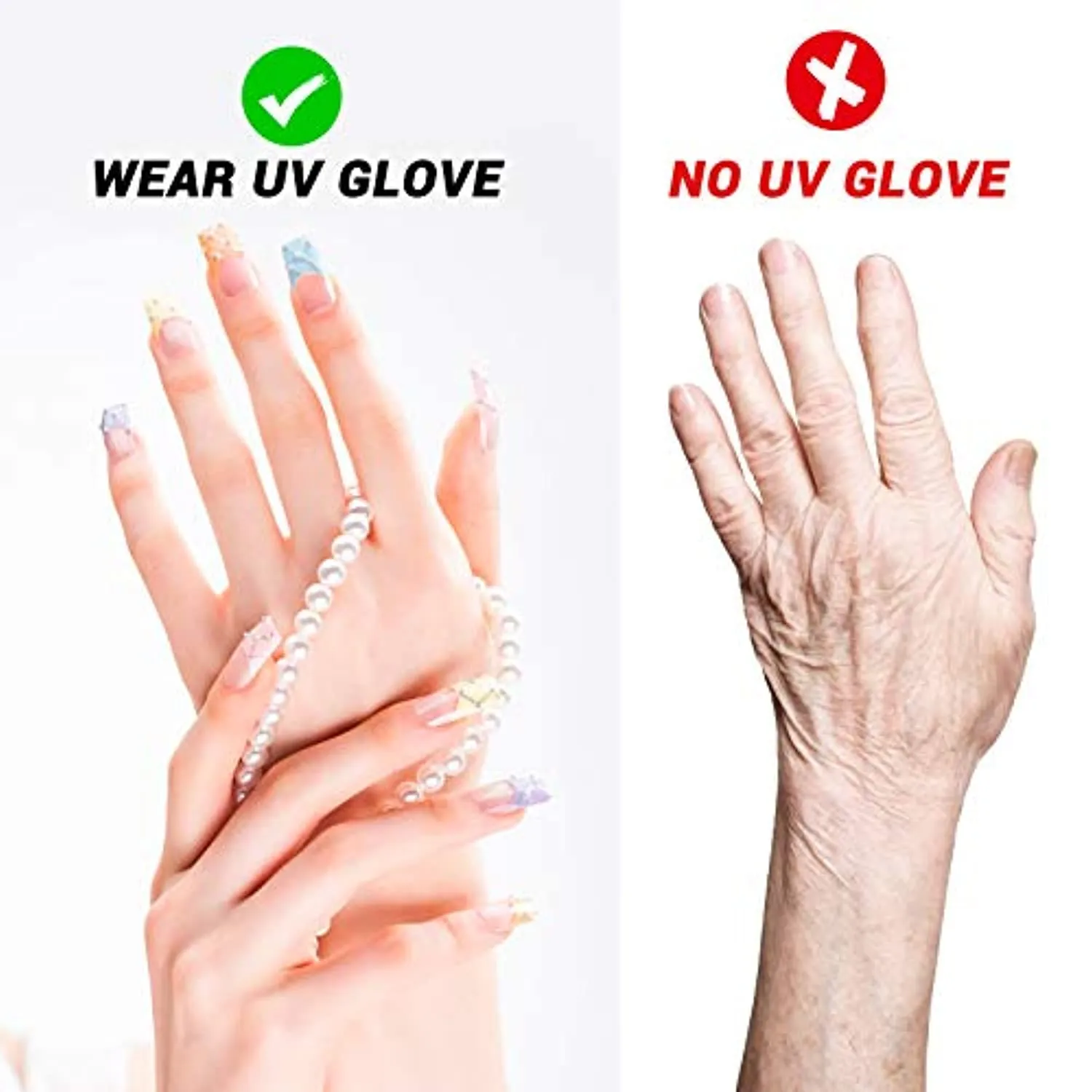 MelodySusie Protection UV Glove for Nail Lamp, Professional UPF50  Gel Manicure Gloves, Starry Night Nail Art Skin Care Fingerless Gloves Protect Hands from UV Harm,Party Cosplay Holiday Costume…
