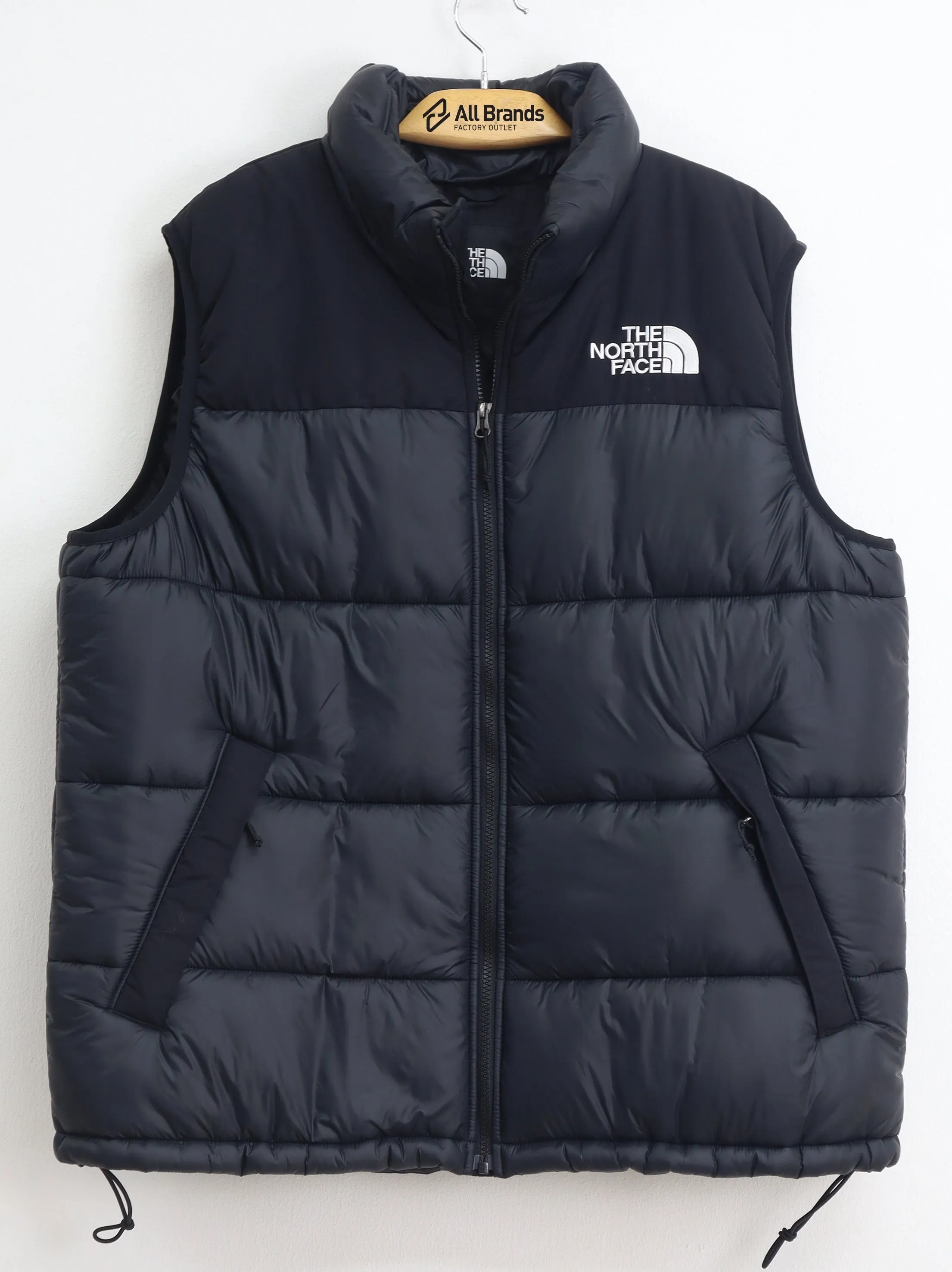 Men's Brand Logo Embroidered Puffer Vest,Black