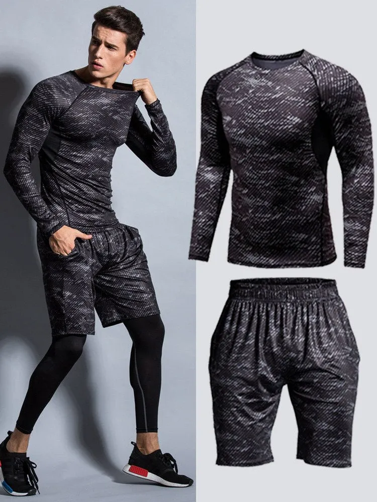 Men's Compression Sports Set Tracksuit Fitness Gym Clothes  For Jogging Suits Running Sportwear Training Exercise Workout Tights