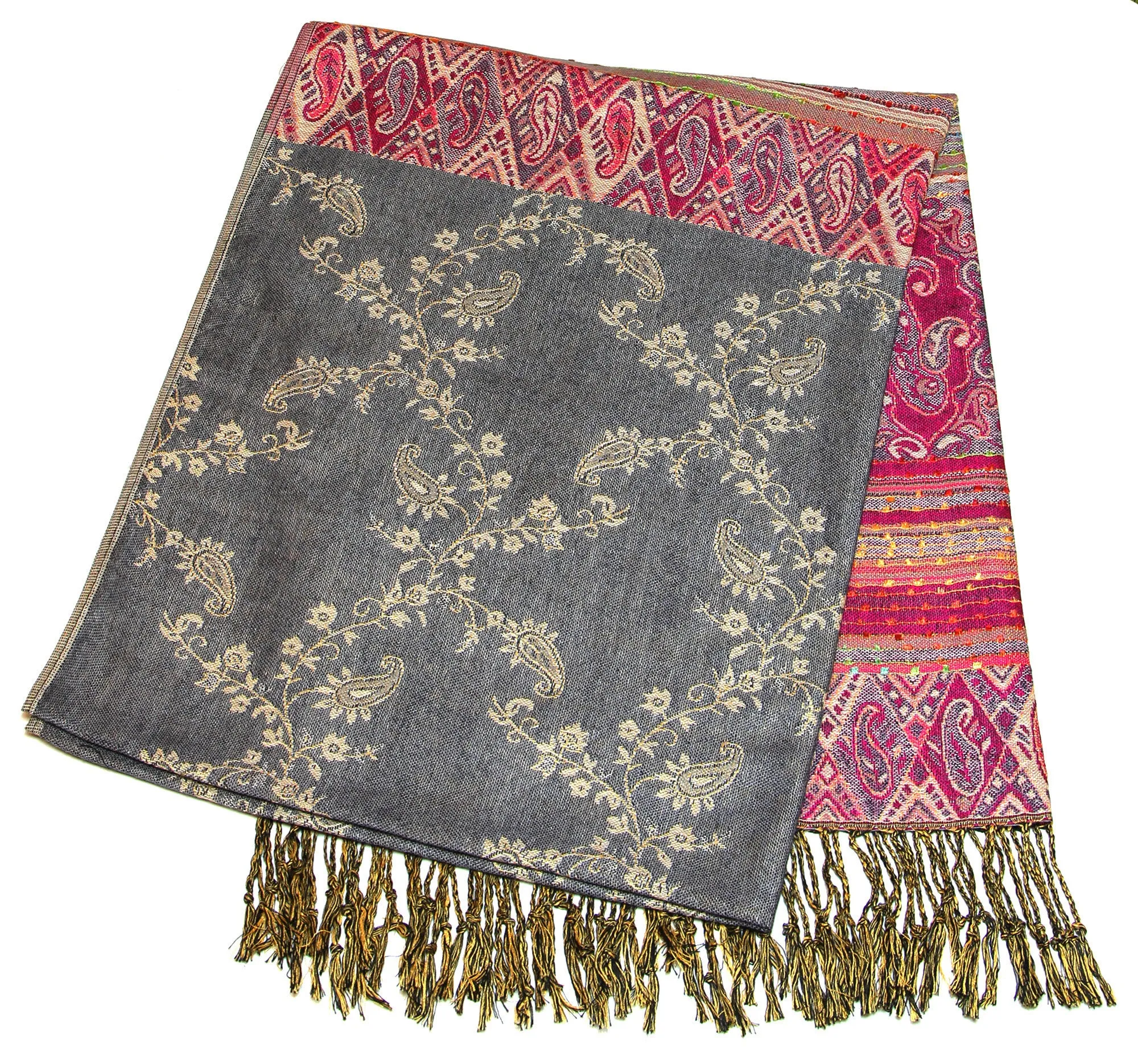 Nepal Hand Made Pashmina Shawl Scarf Gray