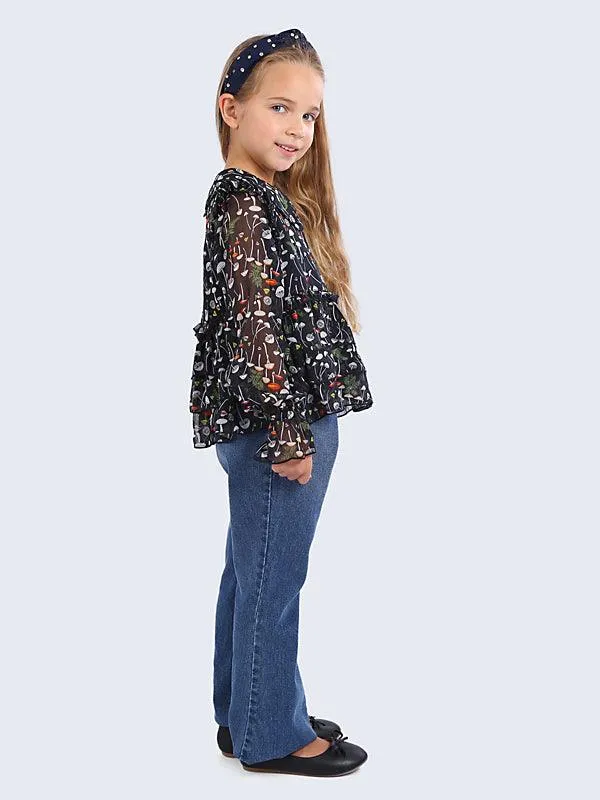 One Friday Navy Blue Printed Top