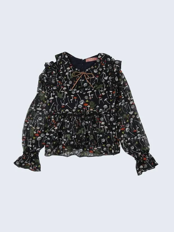 One Friday Navy Blue Printed Top